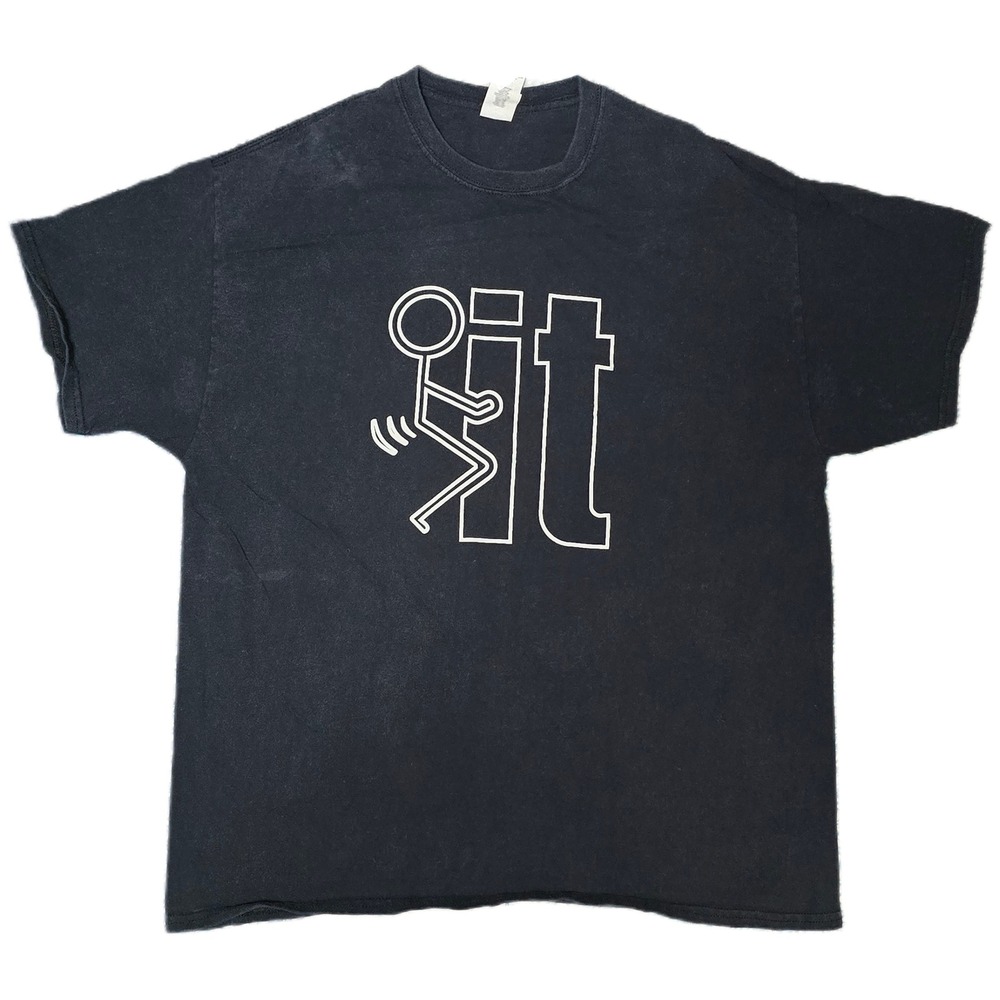 Gildan Graphic T-Shirt Mens XL Black Good F**k It‎ Stick Figure Tee (D)